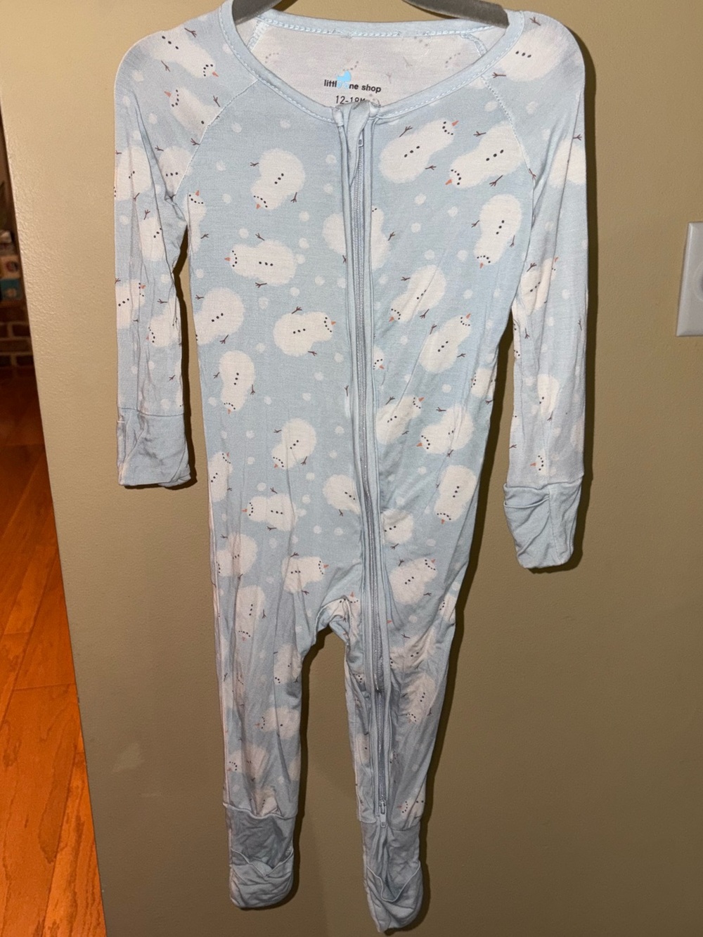 Little One Shop Bamboo Frosty Snowman Printed Footie PJ 12-18 month